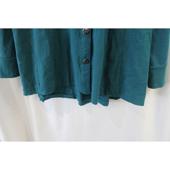 Neon Buddha Womens Teal Feeling Festive Shirt S NWT FLAW - Picture 4 of 8